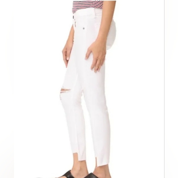 Rag & Bone Jeans Dre Capri Distressed Stretchy Raw Hem White Size 26 $250 W-676 - Picture 12 of 12